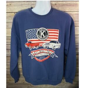 kiwanis international 2002 Sweatshirt Large 23x25 Blue Classic Car Event
